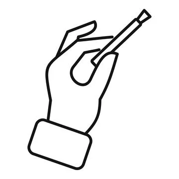 Hand holding makeup brush line art drawing Stock Illustration