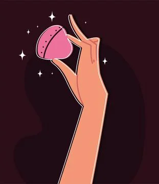 Hand holding makeup foam Stock Illustration