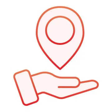 Hand holding map pin flat icon. Map pointer in arm red icons in trendy flat Stock Illustration