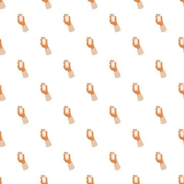 Hand holding medical bottle pattern repeating background Stock Illustration