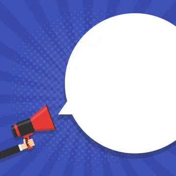 Hand holding megaphone with bubble speech 스톡 일러스트