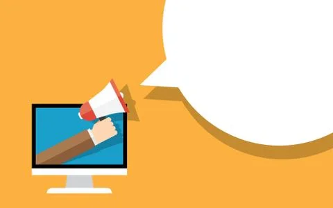 Hand holding megaphone with bubble speech vector Stock Illustration
