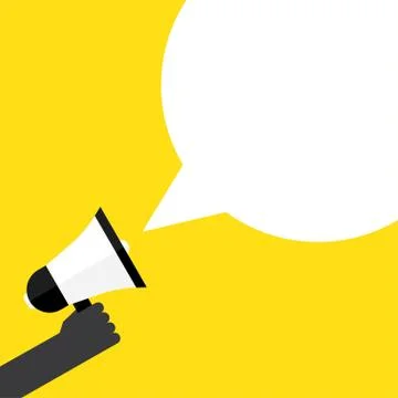 Hand holding megaphone with bubble speech Stock Illustration