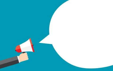 Hand holding megaphone with bubble speech Stock Illustration