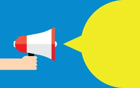 Hand holding megaphone with bubble speech Stock Illustration