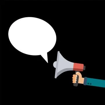 Hand holding megaphone with bubble speech 스톡 일러스트