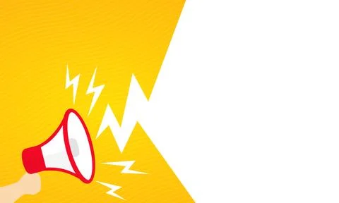 Hand holding megaphone with Empty blank for your text banner. Announcement. L Stock Illustration