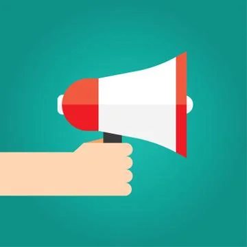Hand holding megaphone Stock Illustration