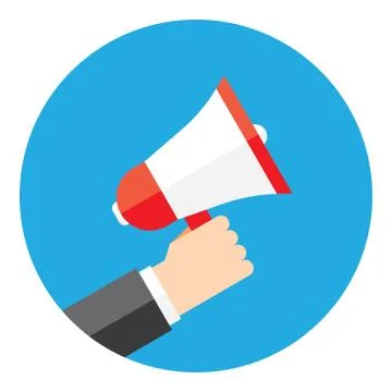 Hand holding megaphone Stock Illustration