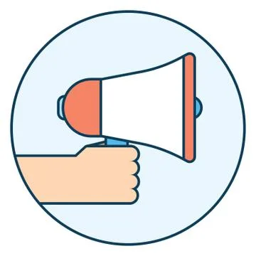 Hand holding megaphone Stock Illustration