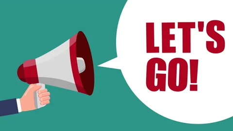Hand holding megaphone with let's go speech bubble. Stock Footage 169835441