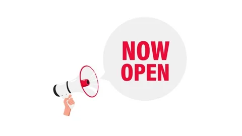 Hand holding megaphone with now open speech bubble on white and green screen Stock-Footage 315136800