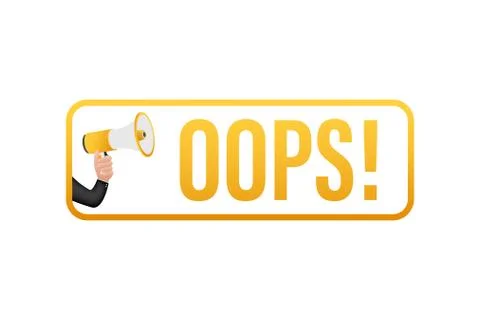 Hand Holding Megaphone with Oops. Megaphone banner. Web design. Vector stock Stock-Illustration
