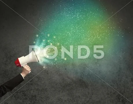 Hand holding megaphone Stock Photos