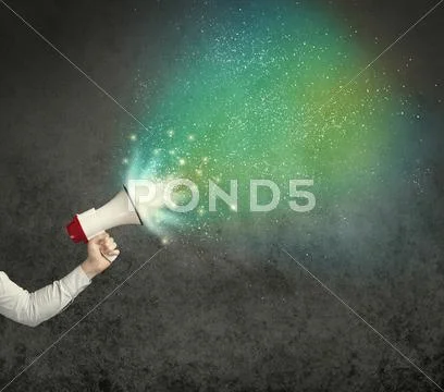 Hand holding megaphone Stock Photos