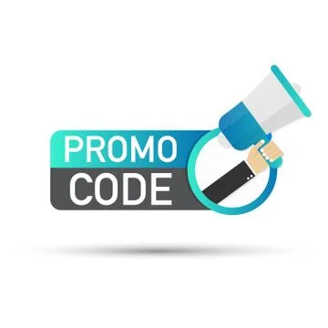 Hand holding megaphone - Promo code. Vector illustration. Stock Illustration