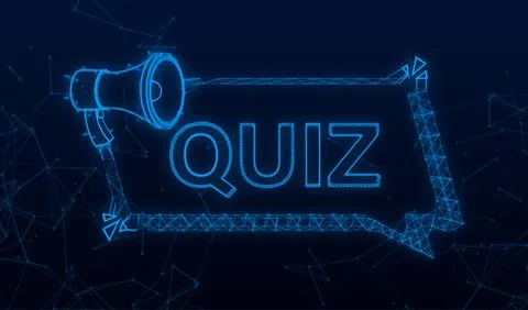 Hand holding megaphone - Quiz Plexus. Vector stock illustration 스톡 일러스트