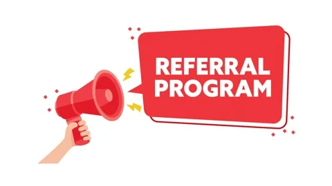 Hand holding megaphone with referral program announcement Stock-Footage 309523187