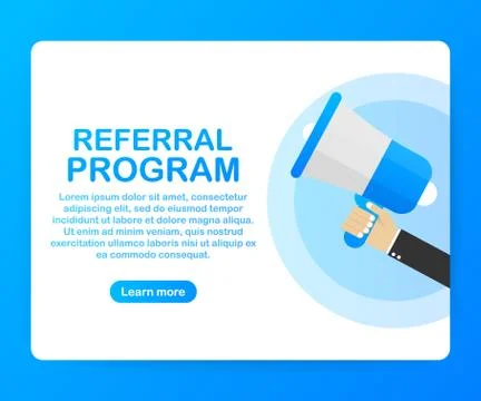 Hand Holding Megaphone with Referral program. Vector illustration. Stock Illustration