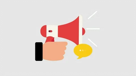 Hand Holding Megaphone with Speech Bubble for Business Announcement Animation Stock Footage 339783884