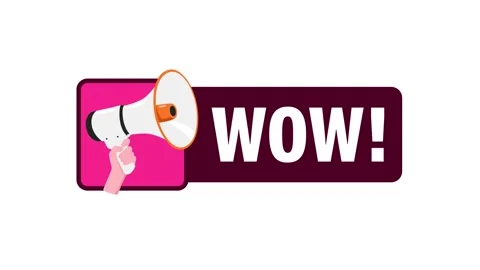Hand holding megaphone with wow text animation on white and green screen Stock-Footage 315009188