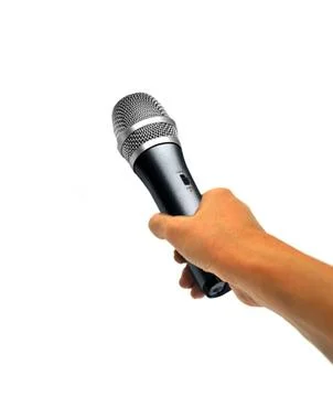 Hand holding microphone Stock Illustration