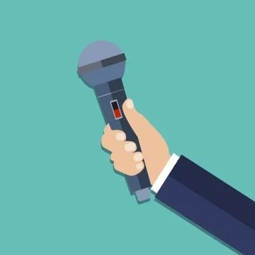 Hand holding a microphone. Stock Illustration