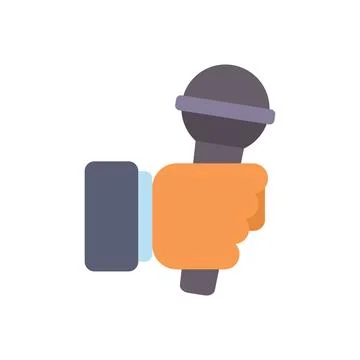 Hand holding microphone for interview or podcast recording Stock Illustration