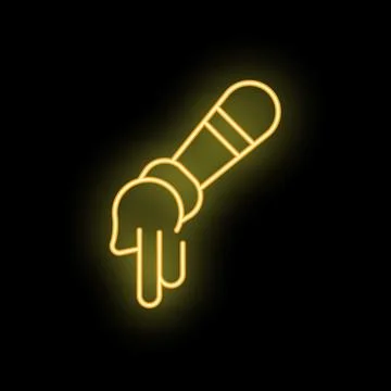 Hand holding microphone performing stand up comedy open mic night neon sign Stock Illustration