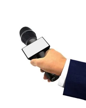 Hand holding microphone Stock Photos