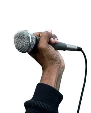 Hand holding microphone Stock Photos