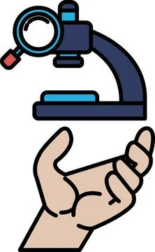 A hand is holding a microscope Stock Illustration
