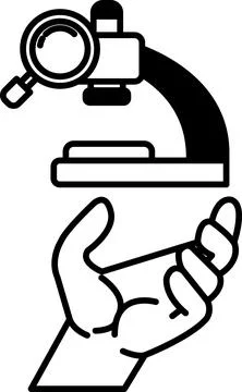 Hand is holding a microscope Stock Illustration
