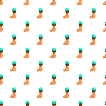 Hand holding mint chocolate chip ice cream cone pattern Stockillustratie