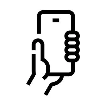 Hand holding mobile device with digital connection lines 库存插图