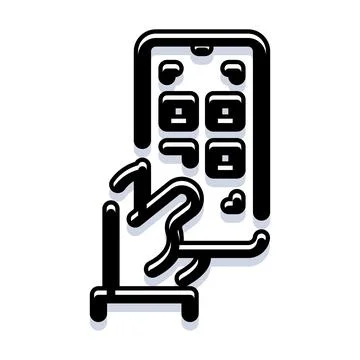 Hand holding mobile device with screen icons イラスト素材