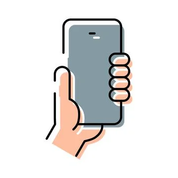 Hand holding mobile device using touch screen technology イラスト素材