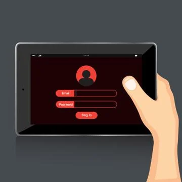 Hand holding mobile Stock Illustration