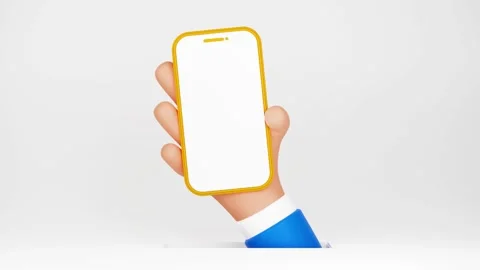 Hand holding mobile phone with empty screen. Seamless loop, 4K 3D animation Vídeo Stock 247047137