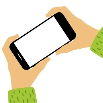 Hand holding mobile phone with empty screen template. Can be used for adverti Stock Illustration