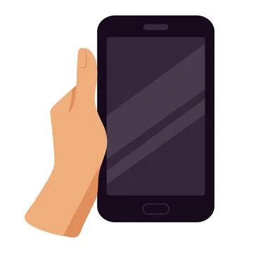 Hand holding mobile phone with empty screen vector illustration Stock Illustration