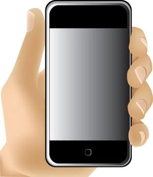 Hand Holding mobile Phone. Vector illustration. Stock Illustration