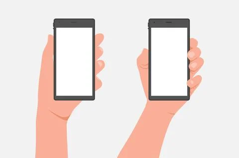 Hand holding mobile phone vector illustration. Stock Illustration