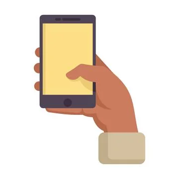 Hand holding mobile phone. Vector illustration isolated 스톡 일러스트