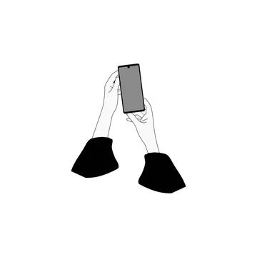 Hand holding mobile phone. Vector illustration in flat style. Stock Illustration