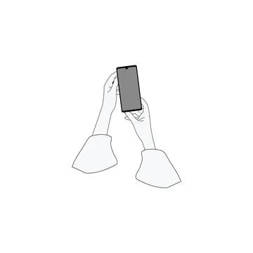 Hand holding mobile phone. Vector illustration in flat style. Stock Illustration