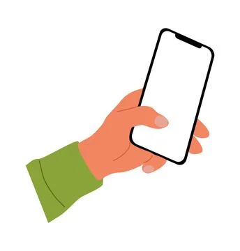 Hand holding mobile phone vector isolated on white Stock Illustration