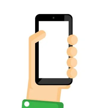 Hand holding mobile vector cartoon design. Stock Illustration