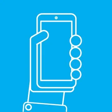 Hand holding mobile vector cartoon design. Stock Illustration