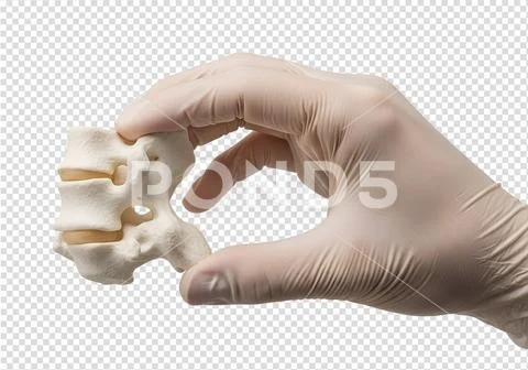 Hand holding model of spine vertebra, chiropractic and anatomy concept PSD Template
